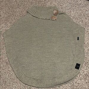 Urku cashmere grey/tan Cowl Neck cape/poncho sweater - new